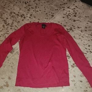 Lord & Taylor Pink Fitted Crew Neck Sweatshirt